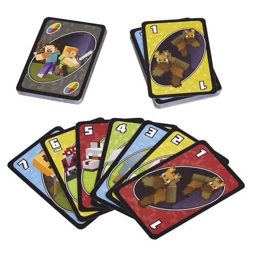 Detalle de Mattel Games UNO Versione Minecraft, Gioco di Carte per Famiglie e Bambini 7+ Anni (FPD61)