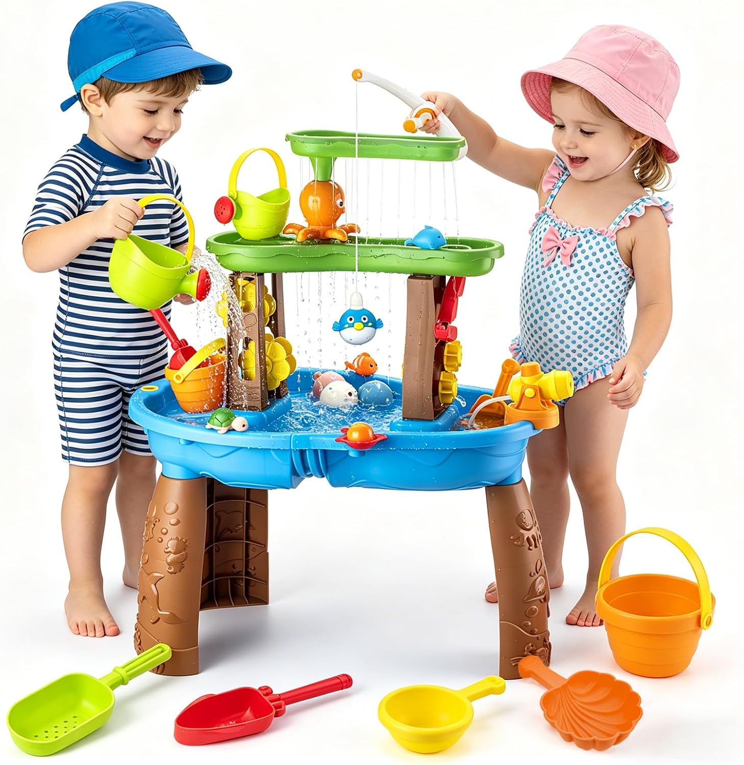 Thumbnail 6 de Hogaruly 2026 Toddler Water Table with Umbrella & Fishing Game Set