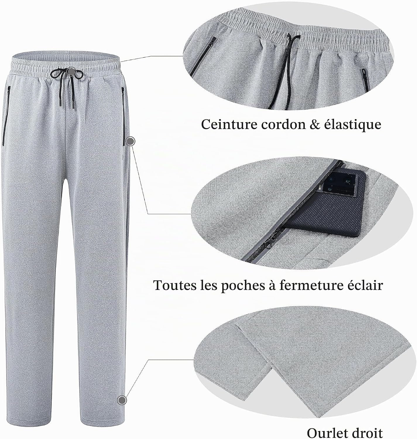 Detalle 1 de AjezMax trainingspak voor heren met ritssluiting, licht polyester en zakken