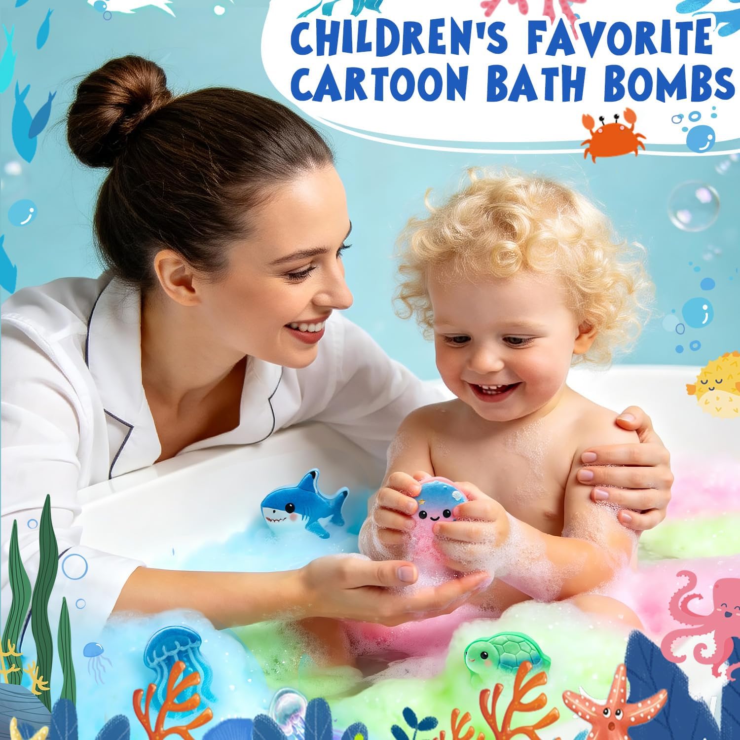 Detalle de Suyfeifan Halloween Bath Bombs for Kids, 6-Pack Marine Shapes & Fruit Scents