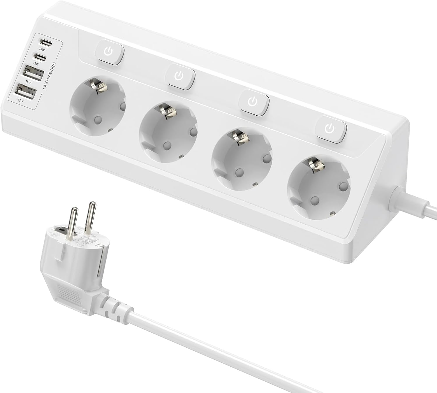 Detalle de Ecksteckdose USB 8 in 1 Mehrfachleiste