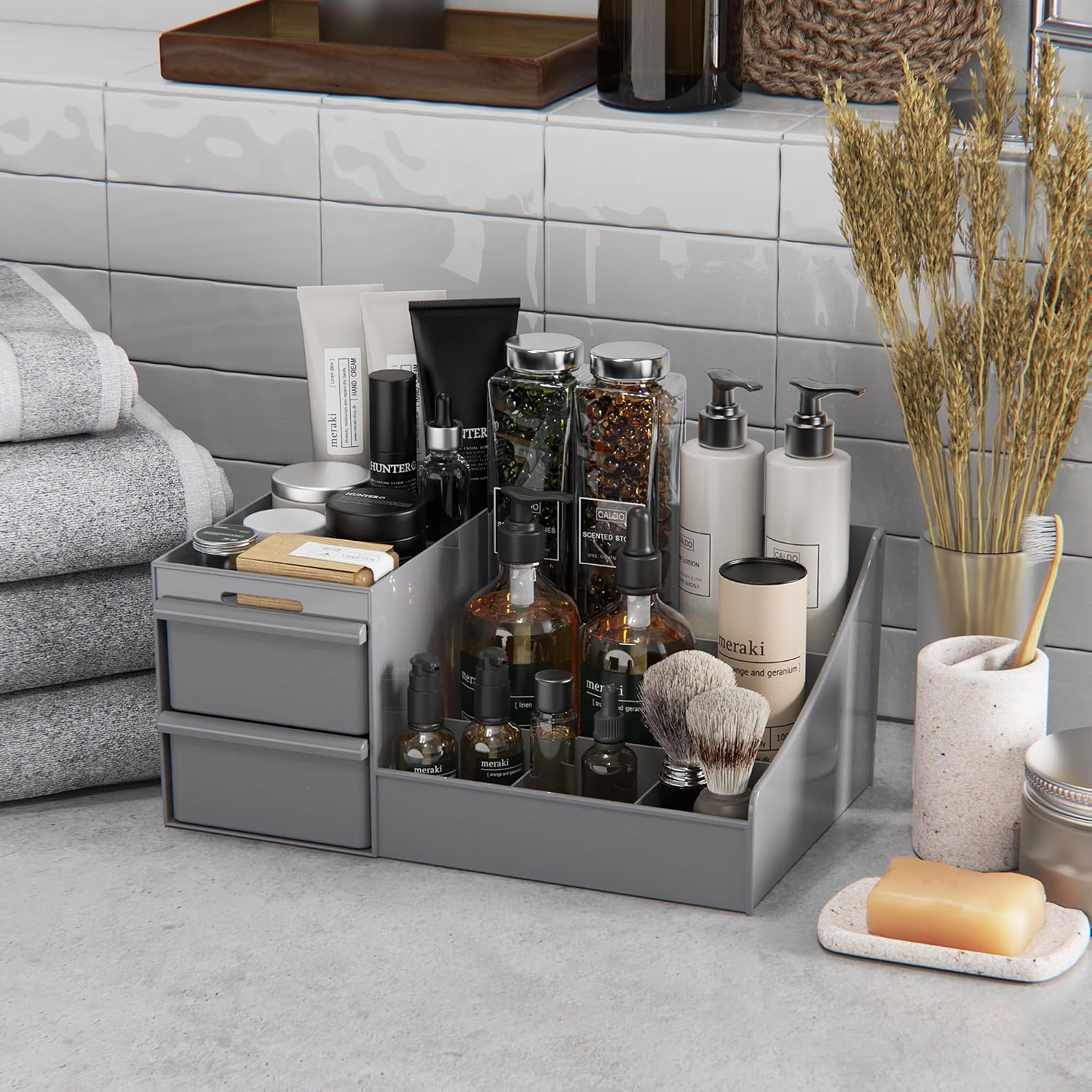Thumbnail 2 de DancesCat Make-up Kosmetik Organizer mit Schubladen – Aufbewahrungsbox für Schminktisch & Badezimmer (Grau)