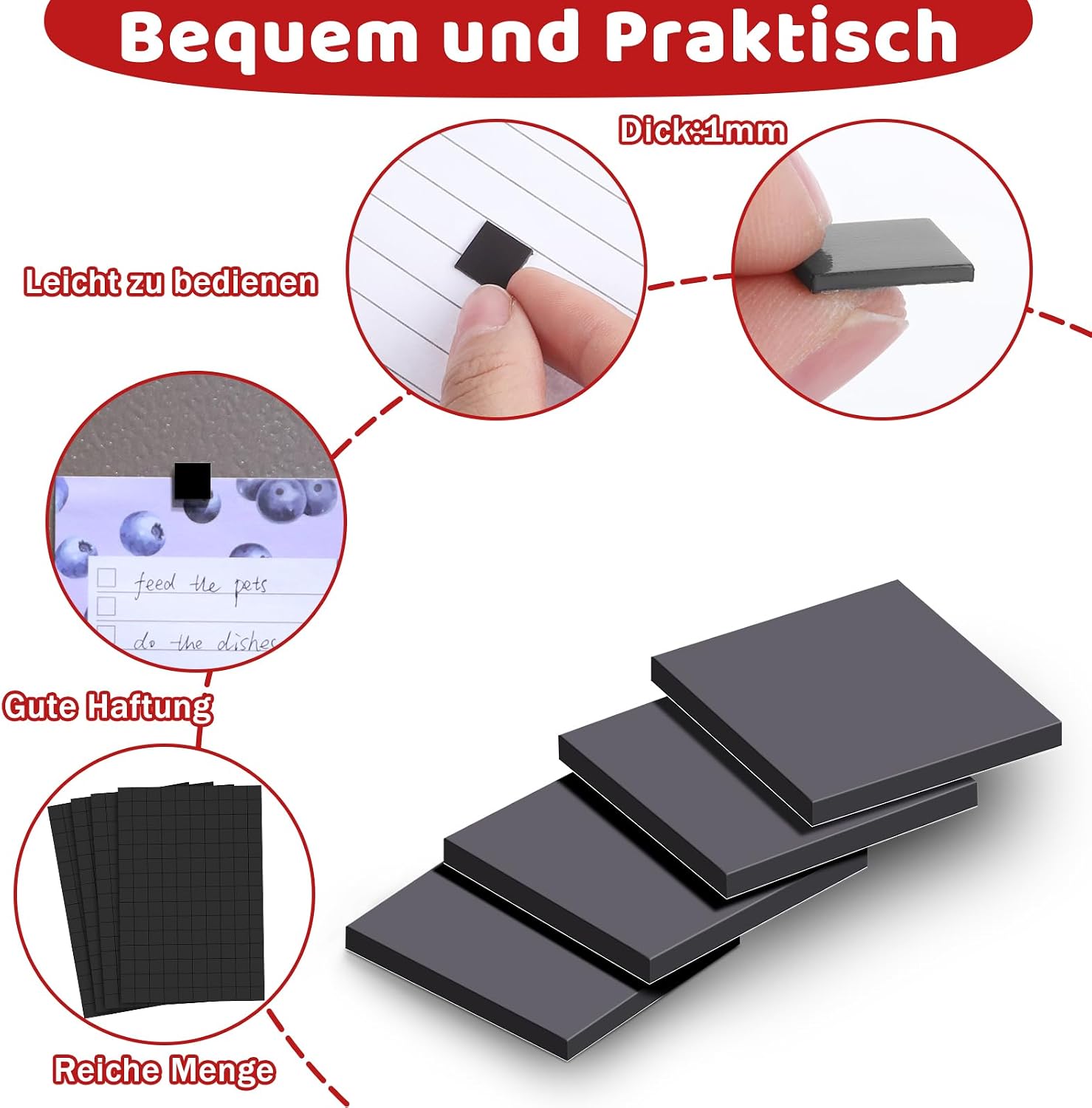 Thumbnail 3 de 600 Stück Magnetplättchen Selbstklebend 1x1 cm