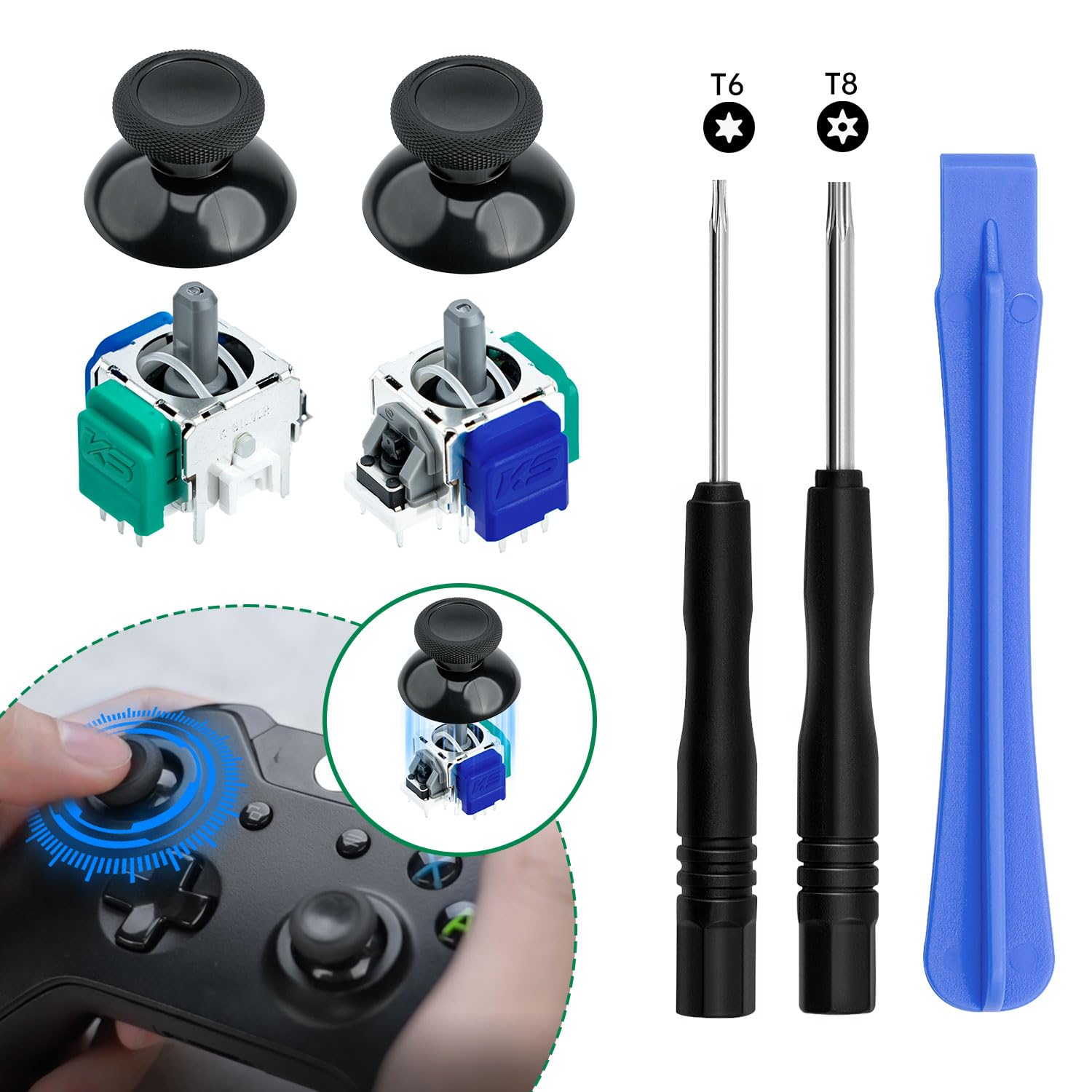 Detalle de Tolesum TMR Effect Joystick Ersatzkit für Xbox Series X|S/One Controller – Driftfrei und reparaturfreundlich