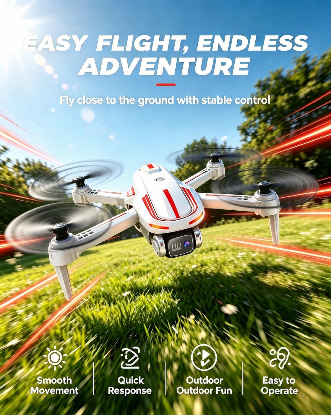 Detalle de Pallton X80 Foldable Camera Drone with 1080p FPV, Two Batteries and Carrying Case