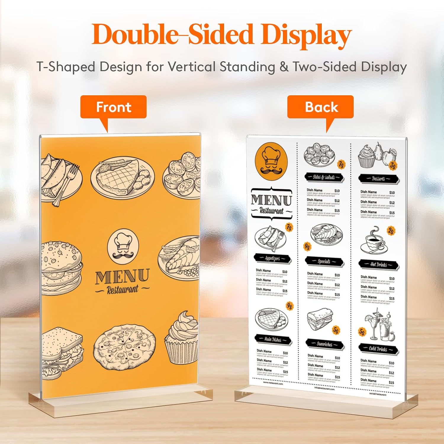 Detalle de Lifewit 23082 A5 T-Shape Acrylic Sign Holders, Double-Sided, 8 Pack