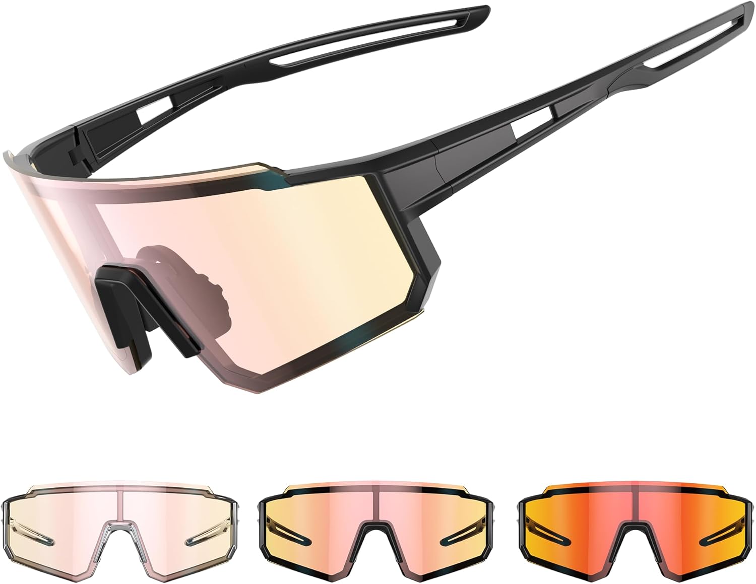 suoso Sportbrille mit selbsttönenden Gläsern (UV400) für Radfahren, Angeln & Ski
