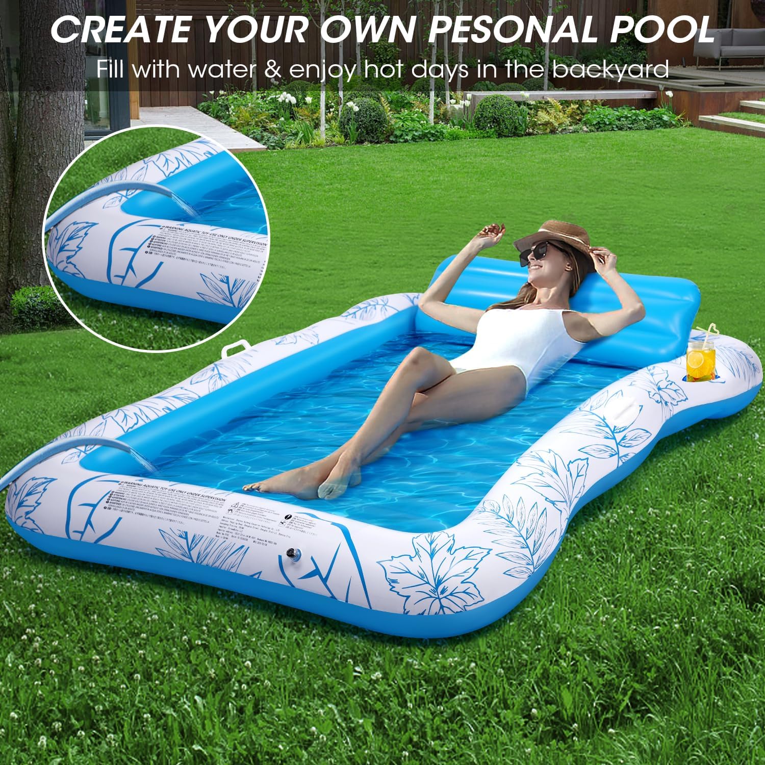 Detalle de BAIAI Inflatable Adult Pool Lounger Float - Large Beach Sun Tanning Float