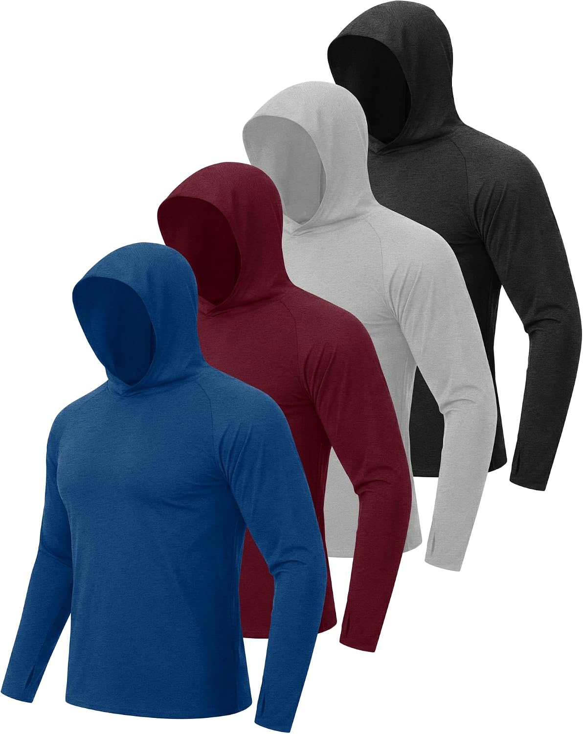 Thumbnail 6 de BOOJO 4 Pack Sun Hoodie for Men — UV UPF 50+ Long Sleeve Lightweight Running & Fishing Shirts