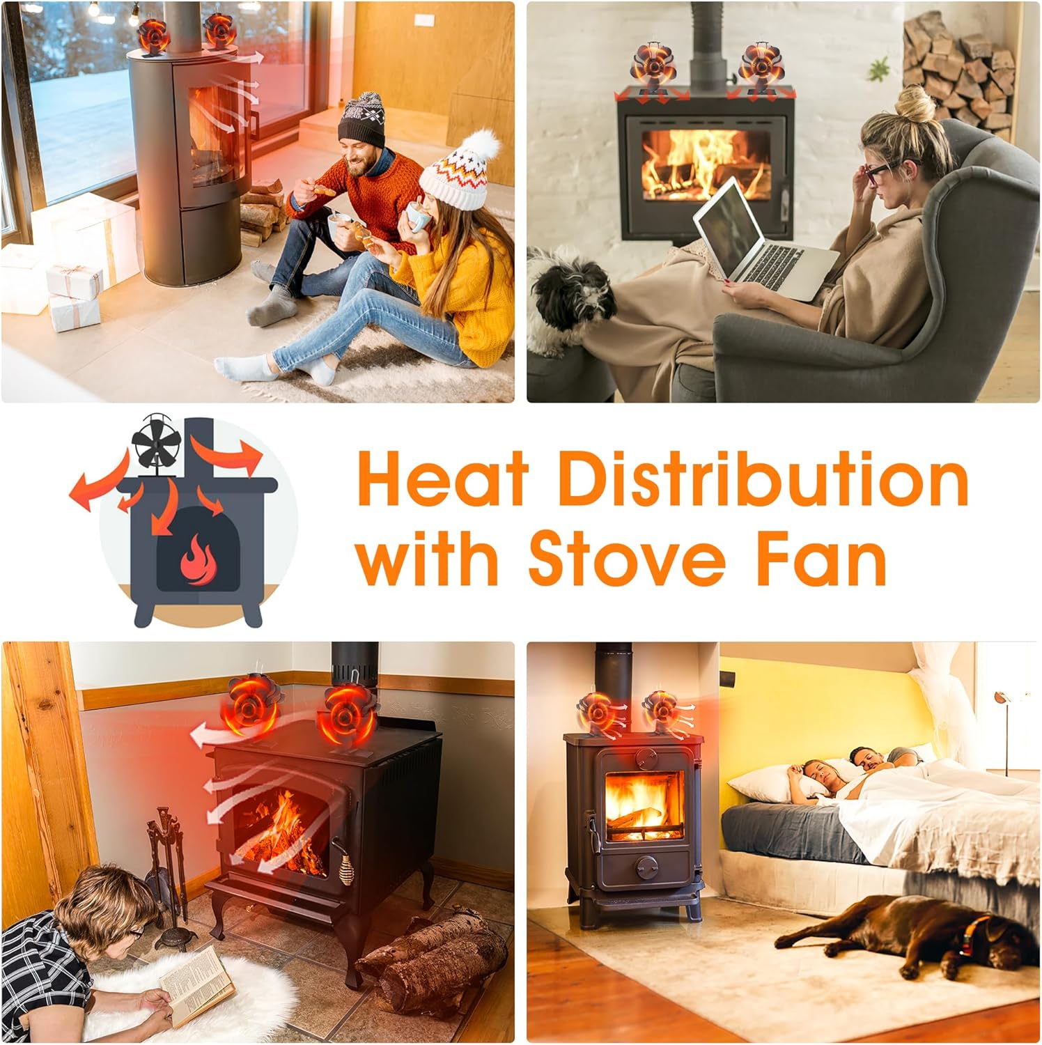 Thumbnail 5 de Xmasneed Log Burner Fan 5-blade