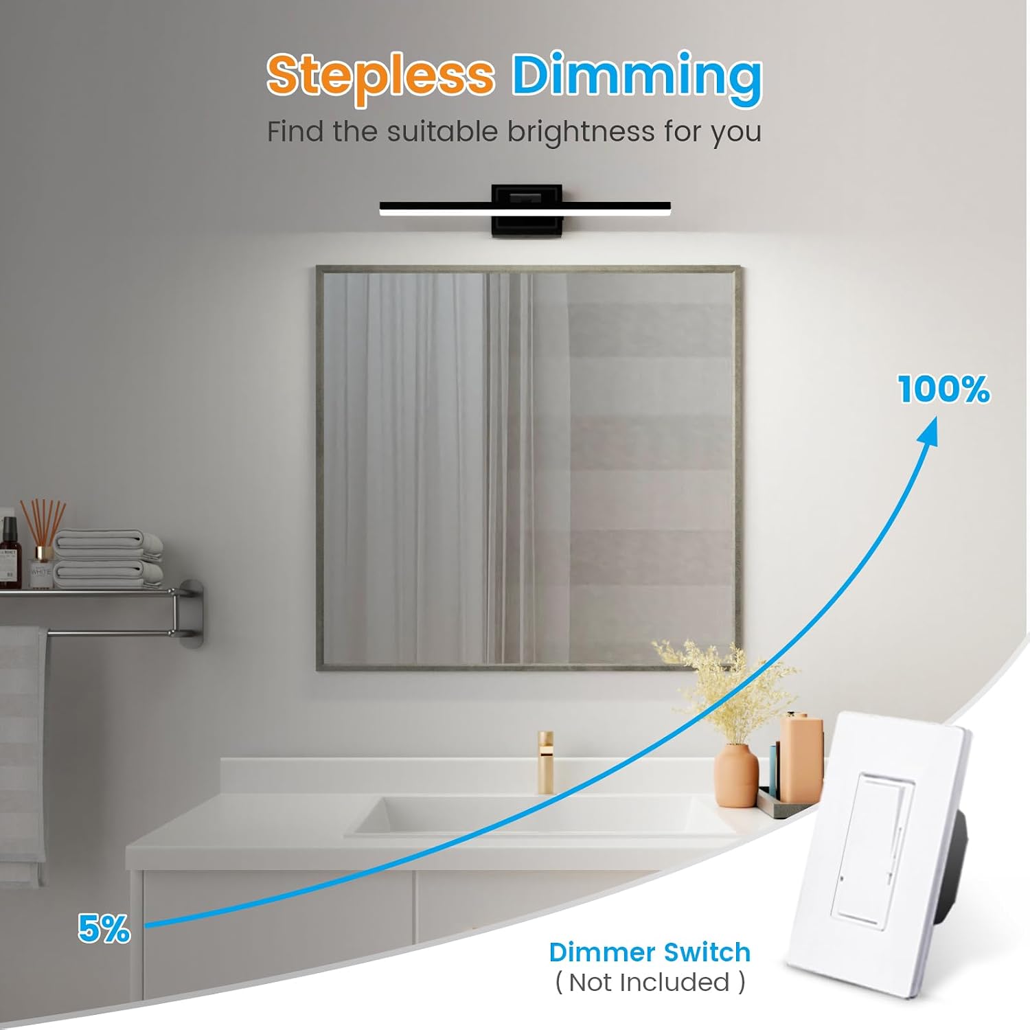 Thumbnail 3 de VOLISUN 24-Inch Modern Bathroom Vanity Light, 14W Dimmable LED, 5 CCT, Rotatable