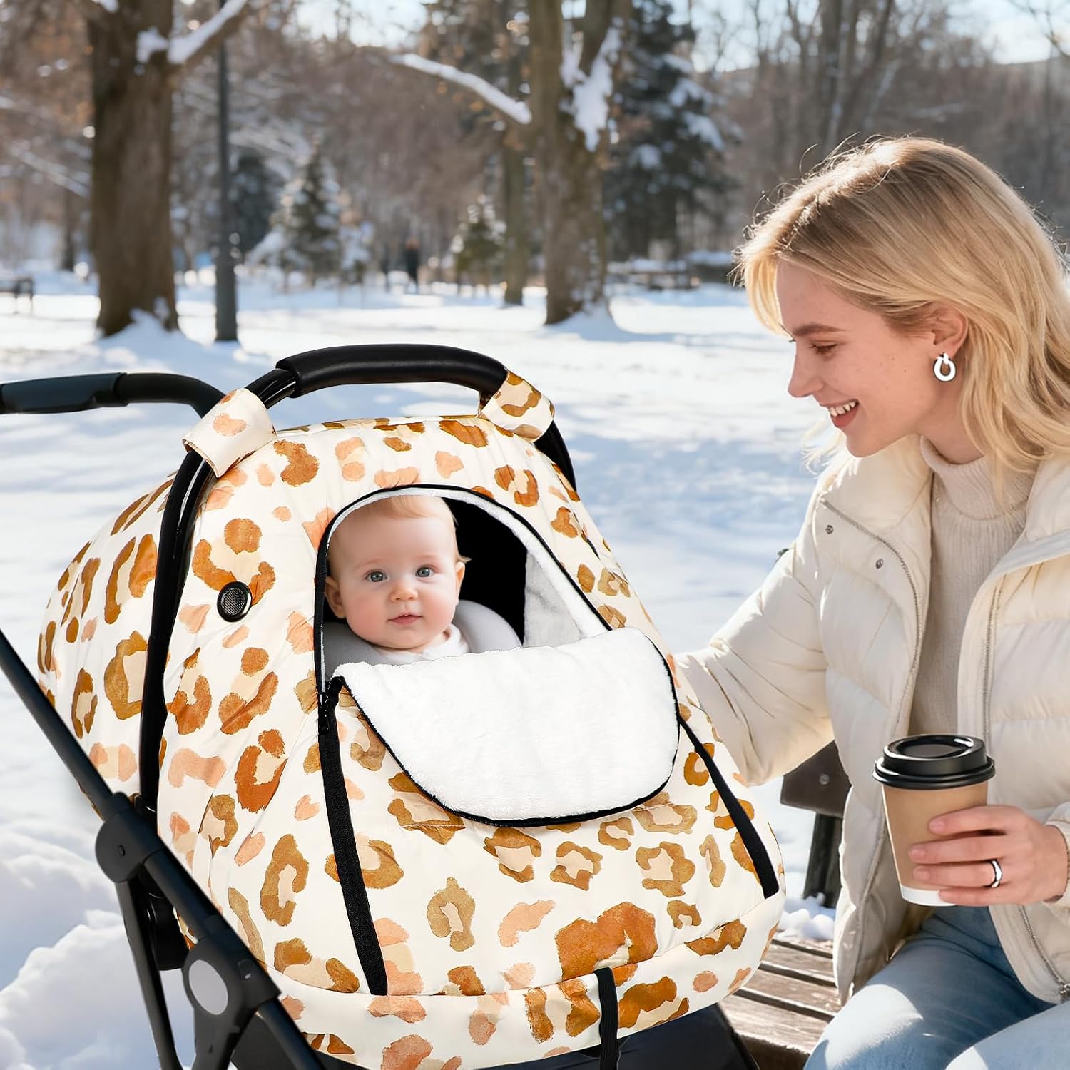 Thumbnail 3 de GFU Warm Infant Car Seat Cover, Black Star Waterproof Cold-Weather Canopy