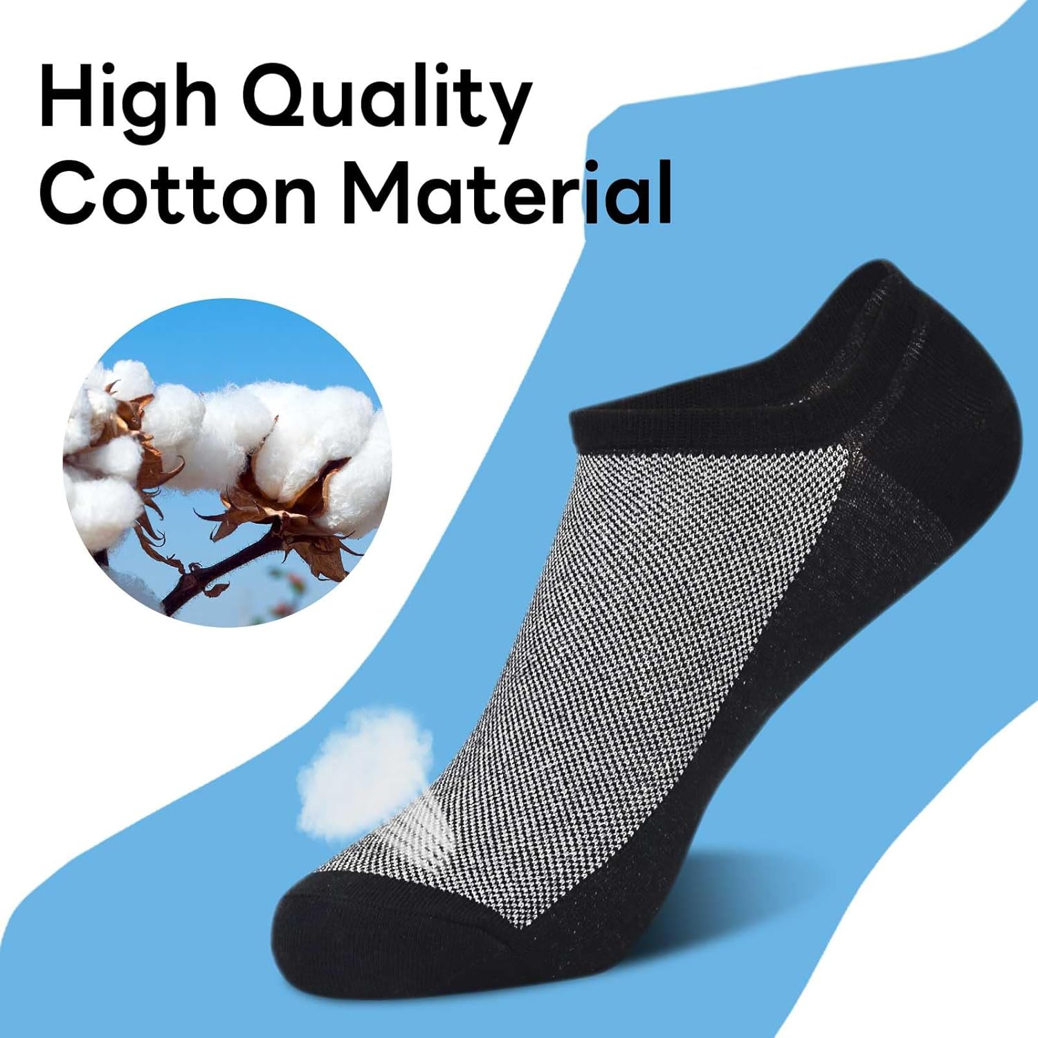 Thumbnail 2 de ARERWA No Show Socks Mens – 8 Pairs Non-Slip Invisiable Low Cut Cotton Trainer Socks