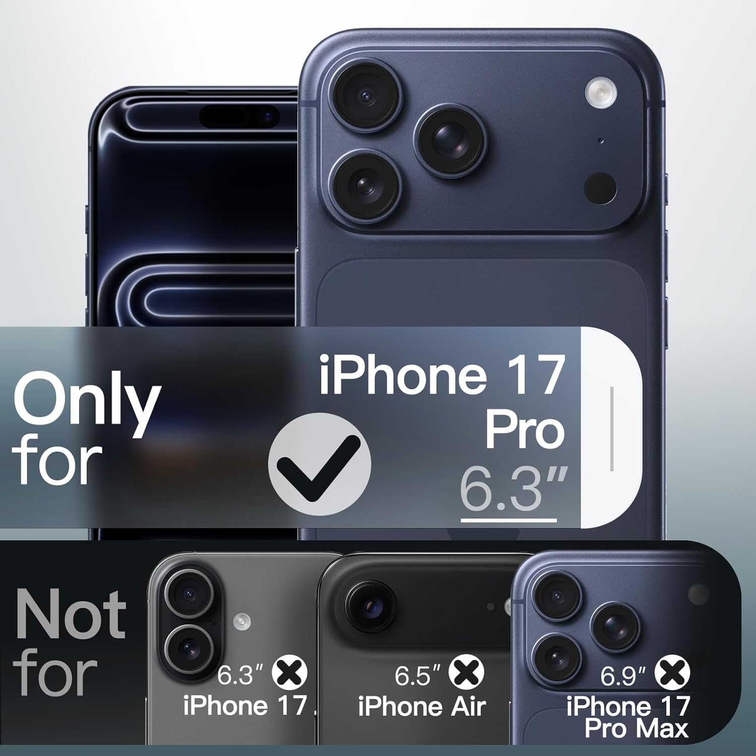 Detalle 2 de JETech Cover Opaca Antiurto Grado Militare per iPhone 17 Pro 6,3" (blu scuro)
