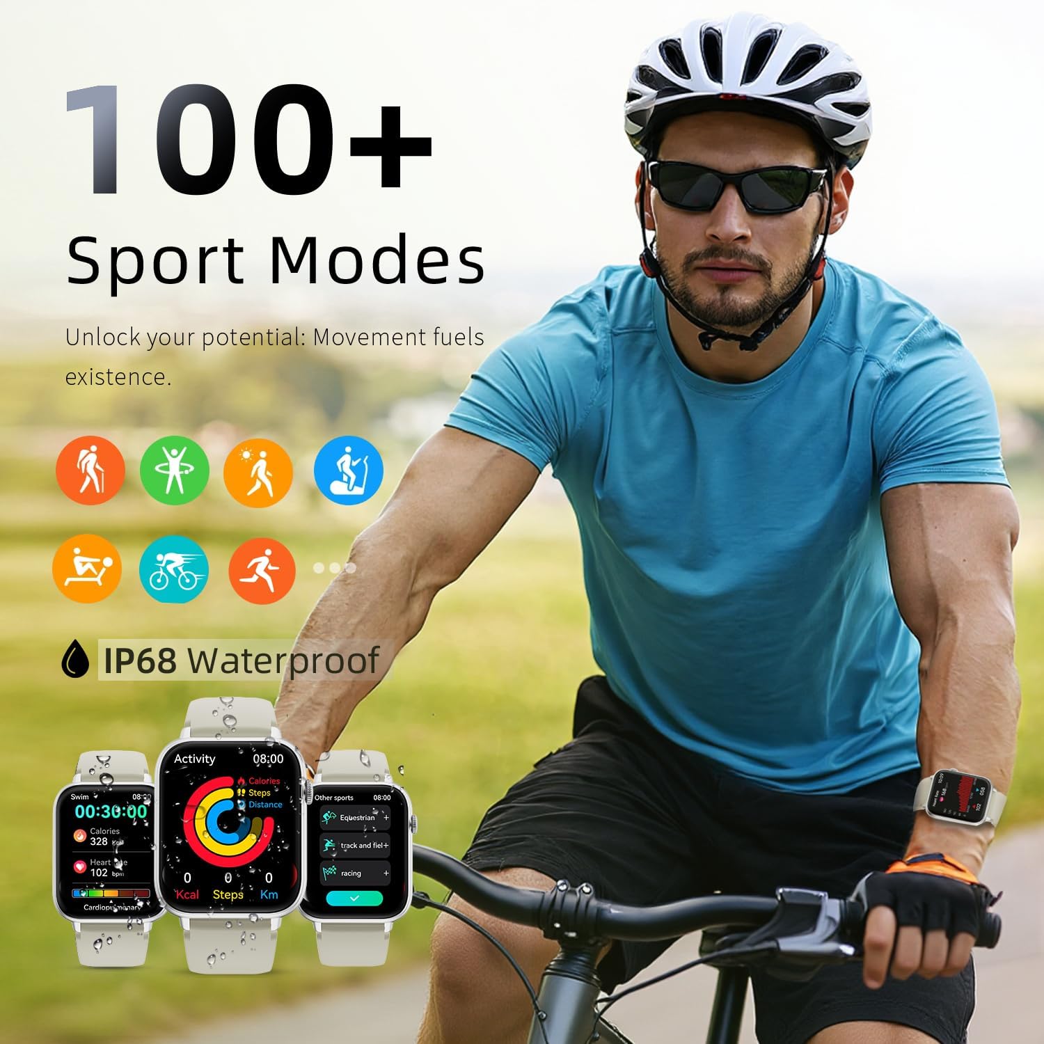 Detalle de Smart Watch for Men Women with 1.85" Touchscreen and 100+ Sports Modes