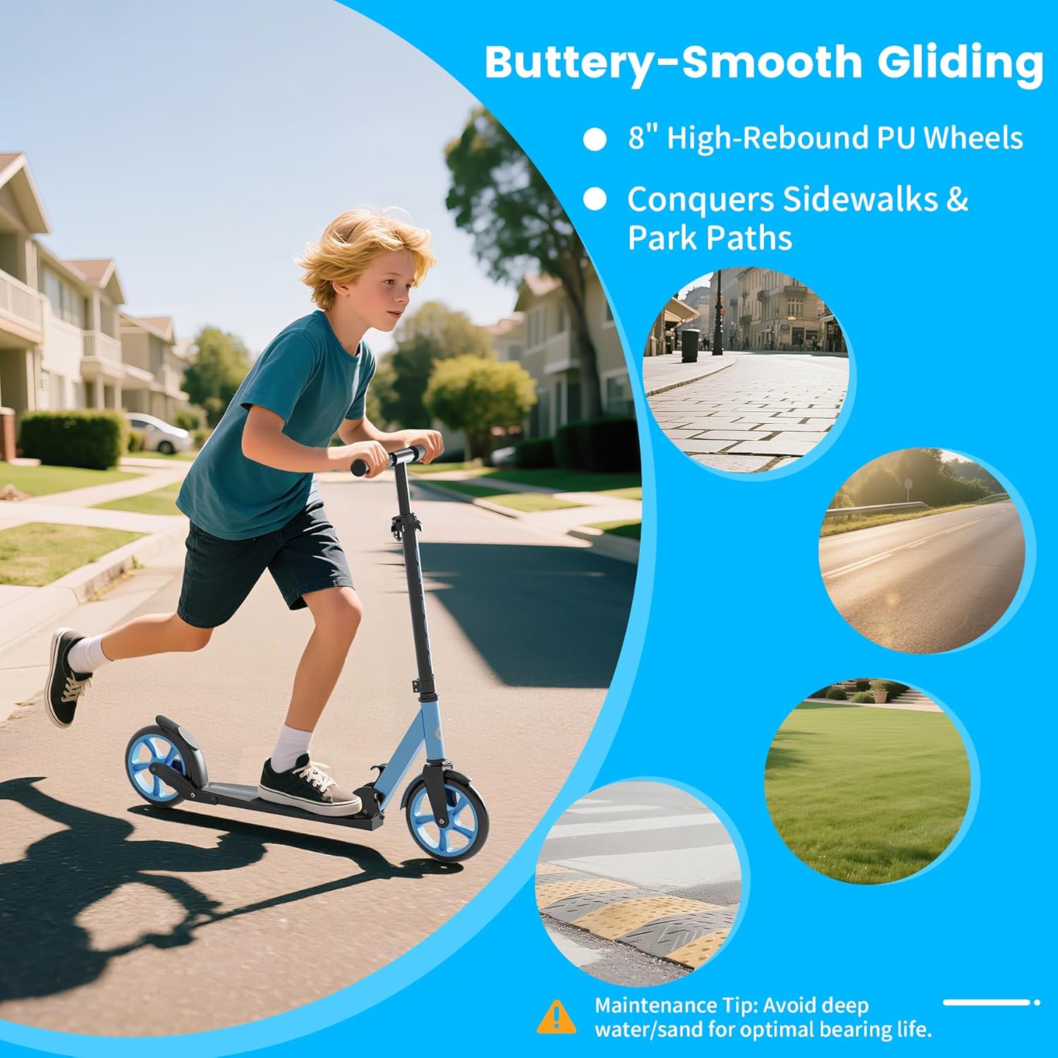 Thumbnail 5 de Commugo Kick Scooter for Kids 5-12 to Adults — Foldable, 8-Inch Wheels, Aluminum Build