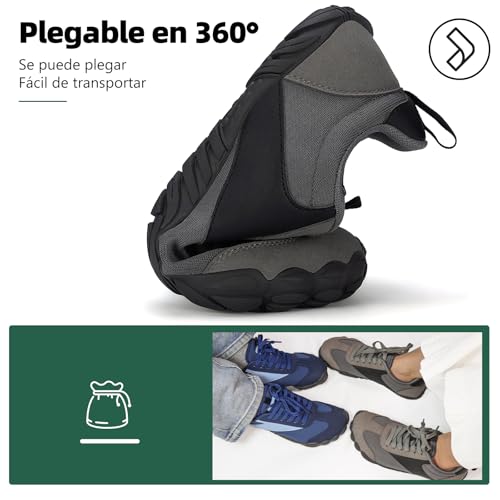 Thumbnail 6 de SAGUARO Zapatillas barefoot, puntera ancha, suela fina y caída cero, gris 43