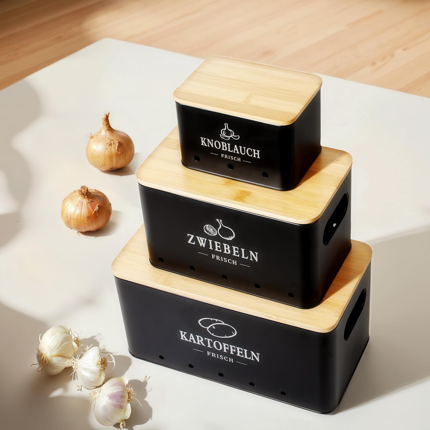 Thumbnail 5 de GREELUE Kartoffel Aufbewahrungsbox 3er Set – 360° Luftzirkulation für längere Frische