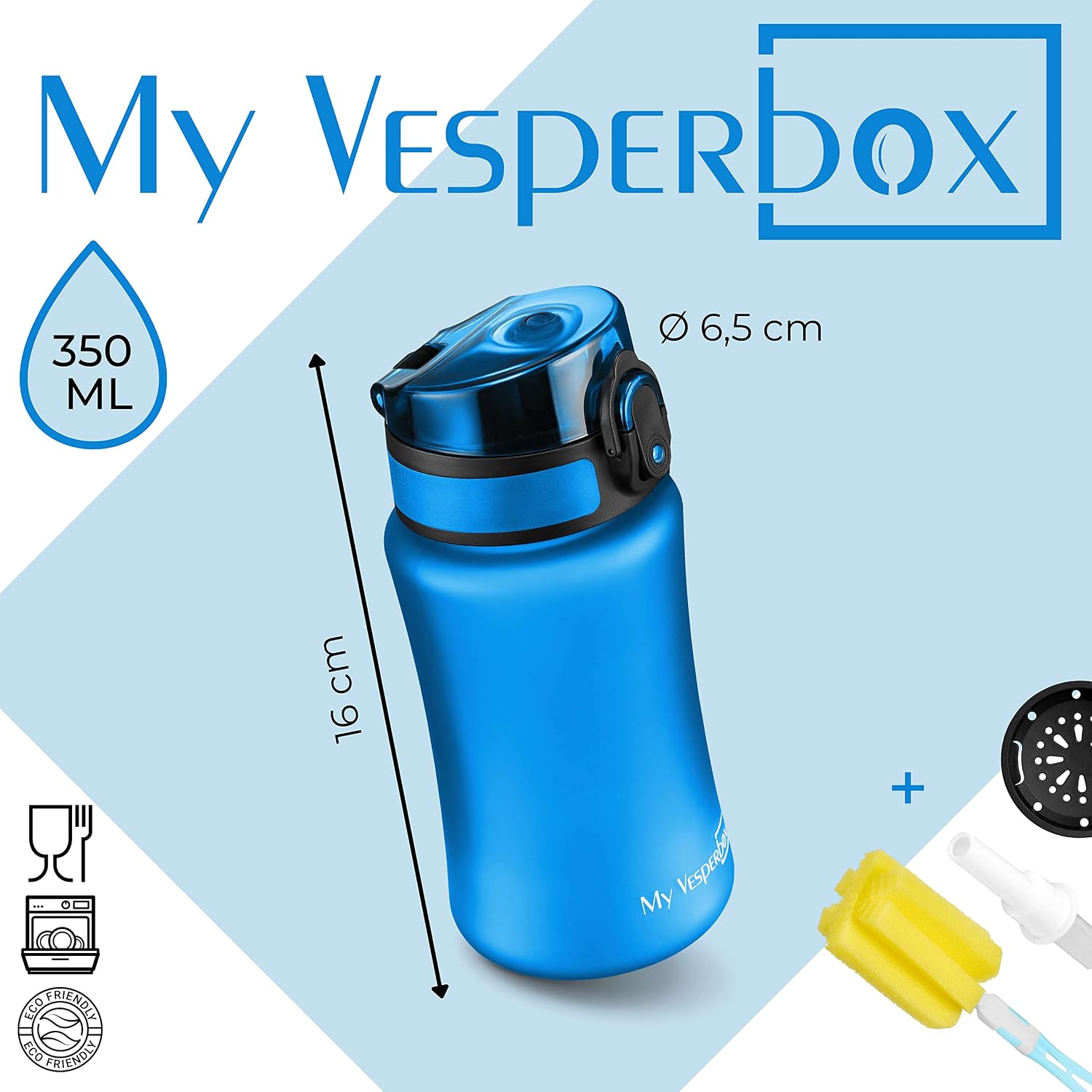 Thumbnail 5 de My Vesperbox® Kinder-Trinkflasche 350 ml mit Auslaufschutz für kohlensäurehaltige Getränke (inkl. Ersatzdichtung)