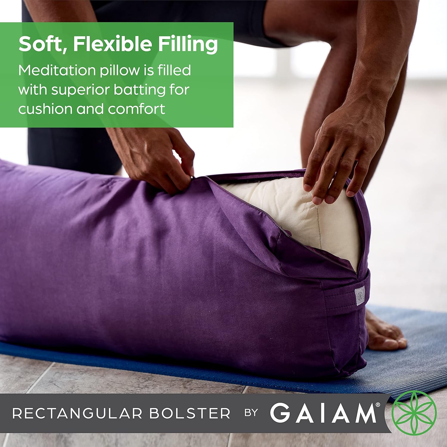 Detalle 2 de Gaiam Round Yoga Bolster Pillow 1 for Meditation 🧘♀