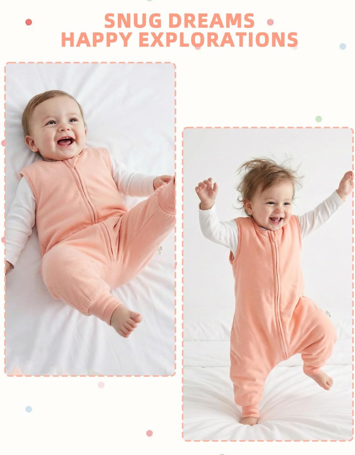 Thumbnail 5 de WYTbaby 2 Pack Sleeping Bag with Legs: 0.5, 1, 1.5 Tog Cotton Sleep Sacks for Toddlers