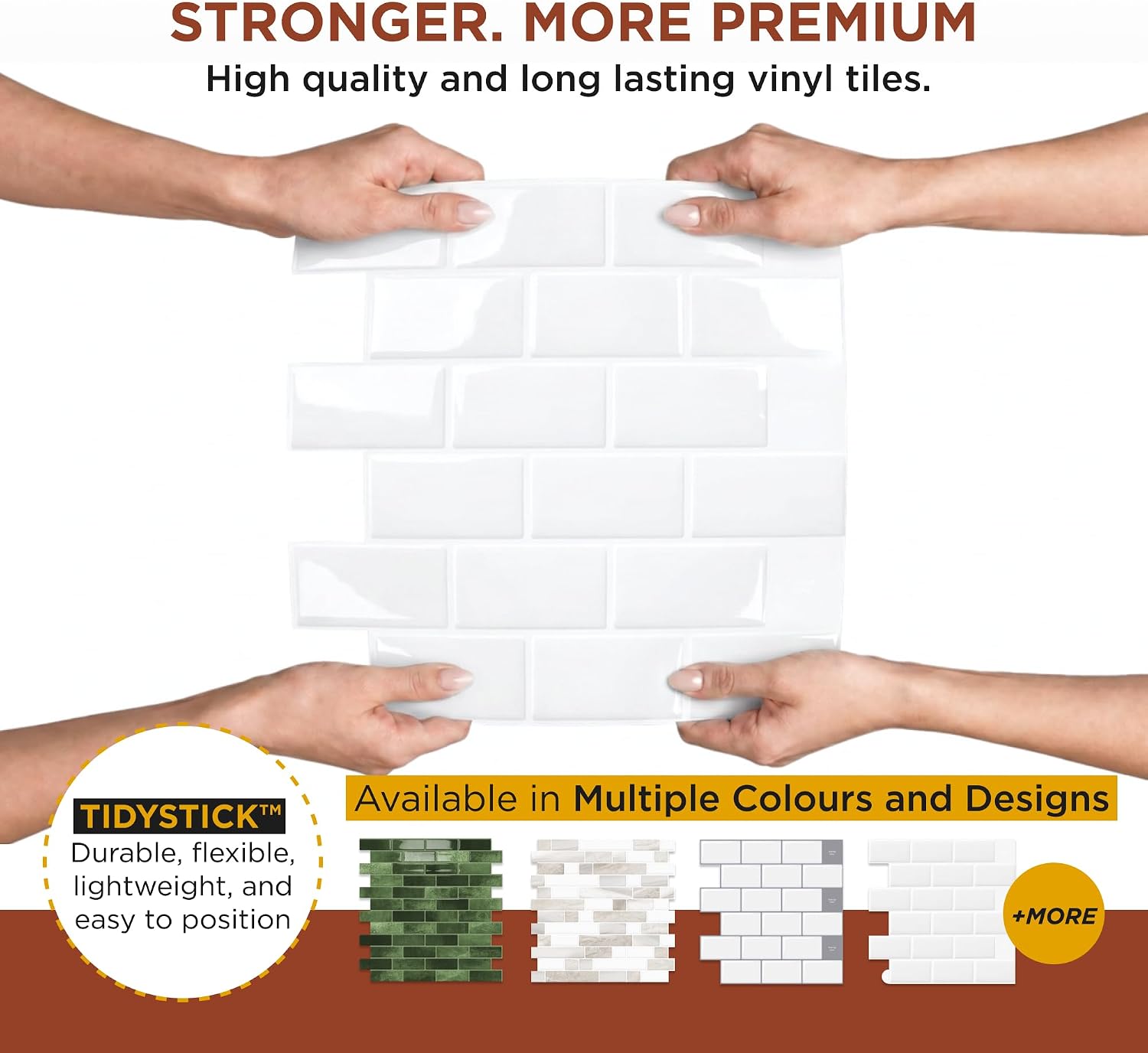 Detalle de TradeDownCo Peel & Stick Wall Tiles (10 Sheets) – Premium Self-Adhesive 12" x 12" Tiles in Cloud White