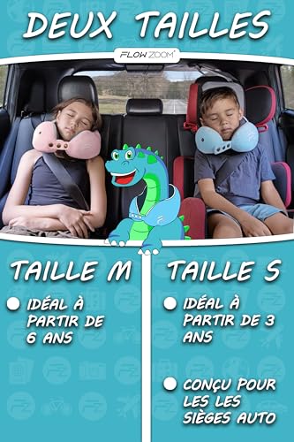 Thumbnail 5 de FLOWZOOM Coussin de voyage enfant réglable en mousse à mémoire, bleu, taille M