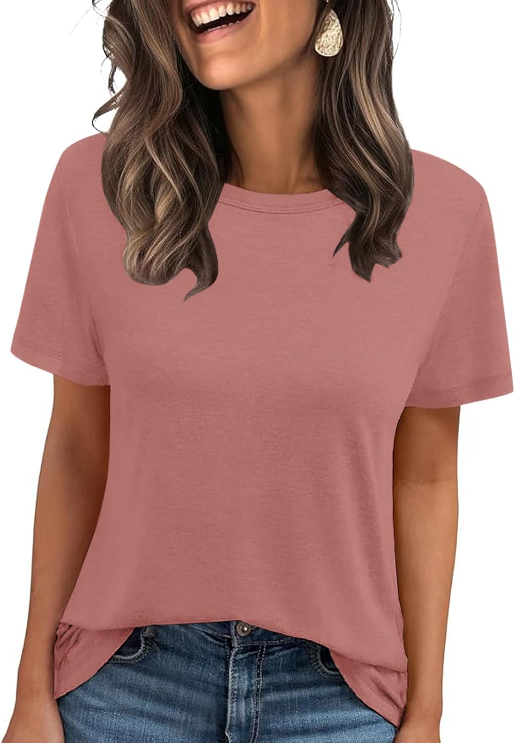 Thumbnail 6 de Cuptacc Damen T-Shirt Sommer Basic Shirt Rundhals Kurzarm – einfarbig