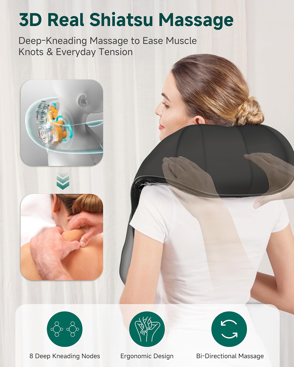 Thumbnail 1 de Snailax Shiatsu Back Massager with Heat ⚙