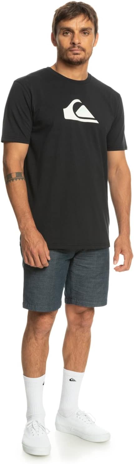 Detalle de Quiksilver Comp Logo – T‑shirt manica corta da uomo, nera