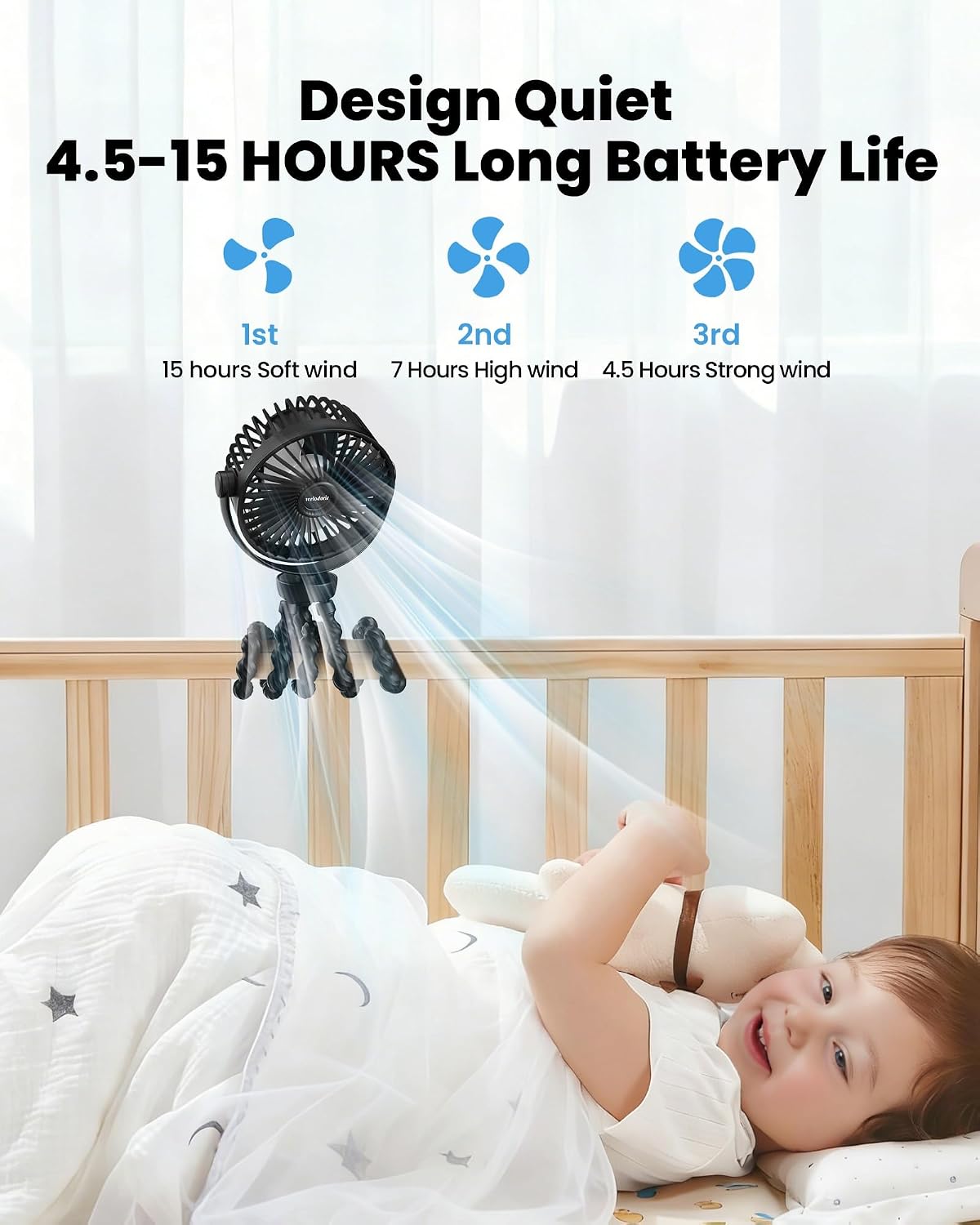 Detalle 2 de Portable Pram Fan 5200 mAh Rechargeable