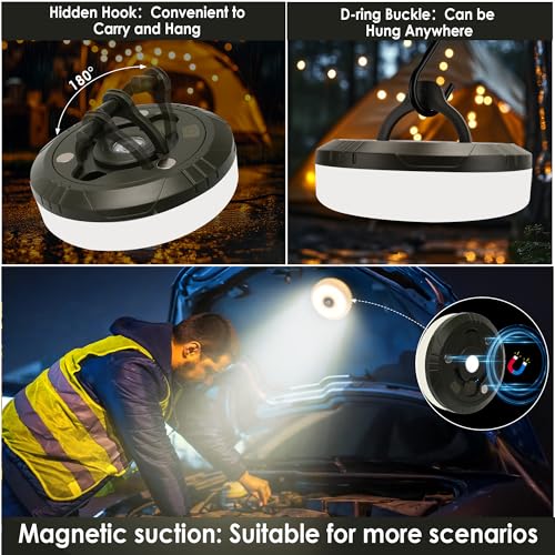 Detalle de GCCATE Camping String Lights, 10M USB Rechargeable 3-in-1 Lantern with 8 Modes