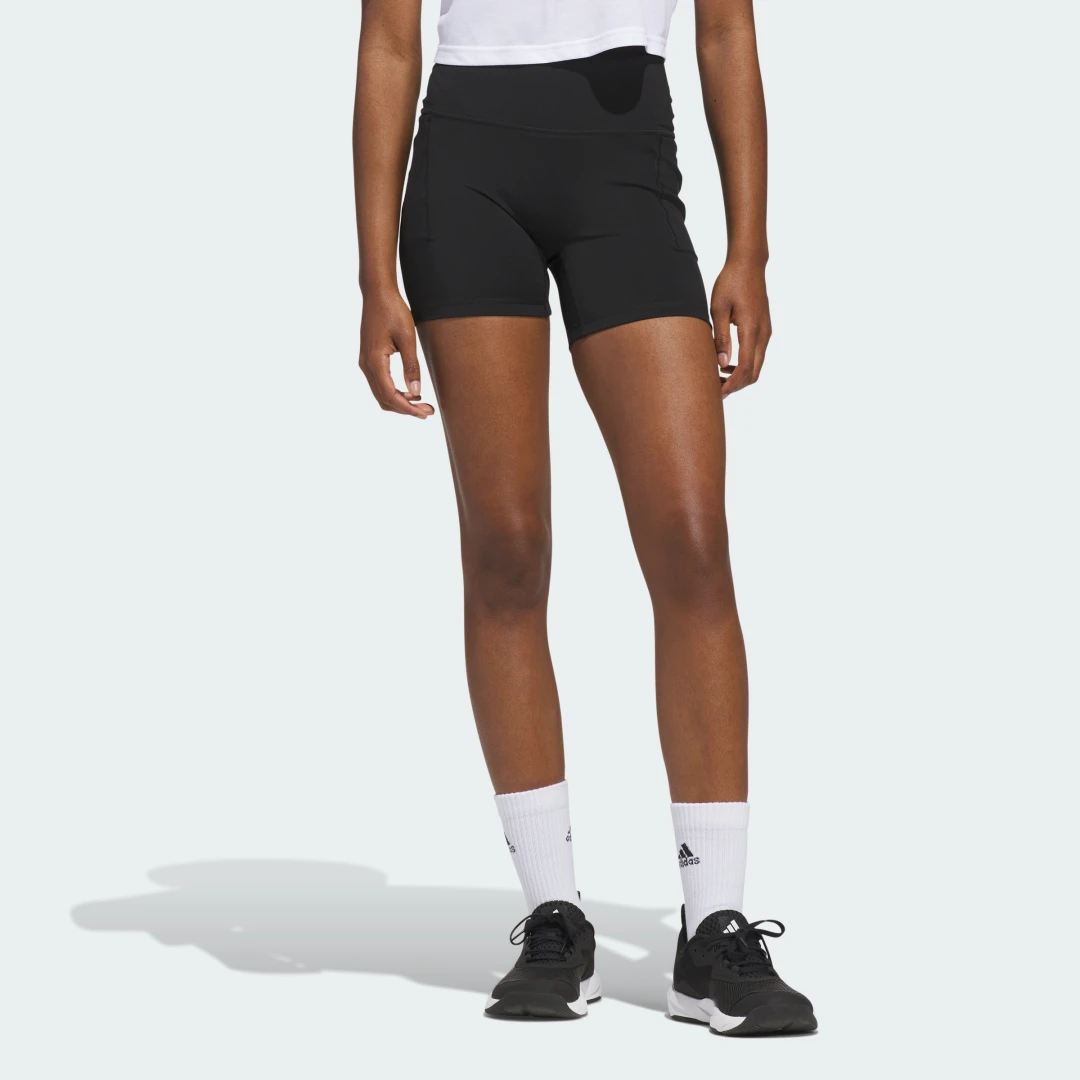 Detalle de Mallas muy cortas 3 Stripes Studio All Me de Adidas — negro, para entrenar con estilo