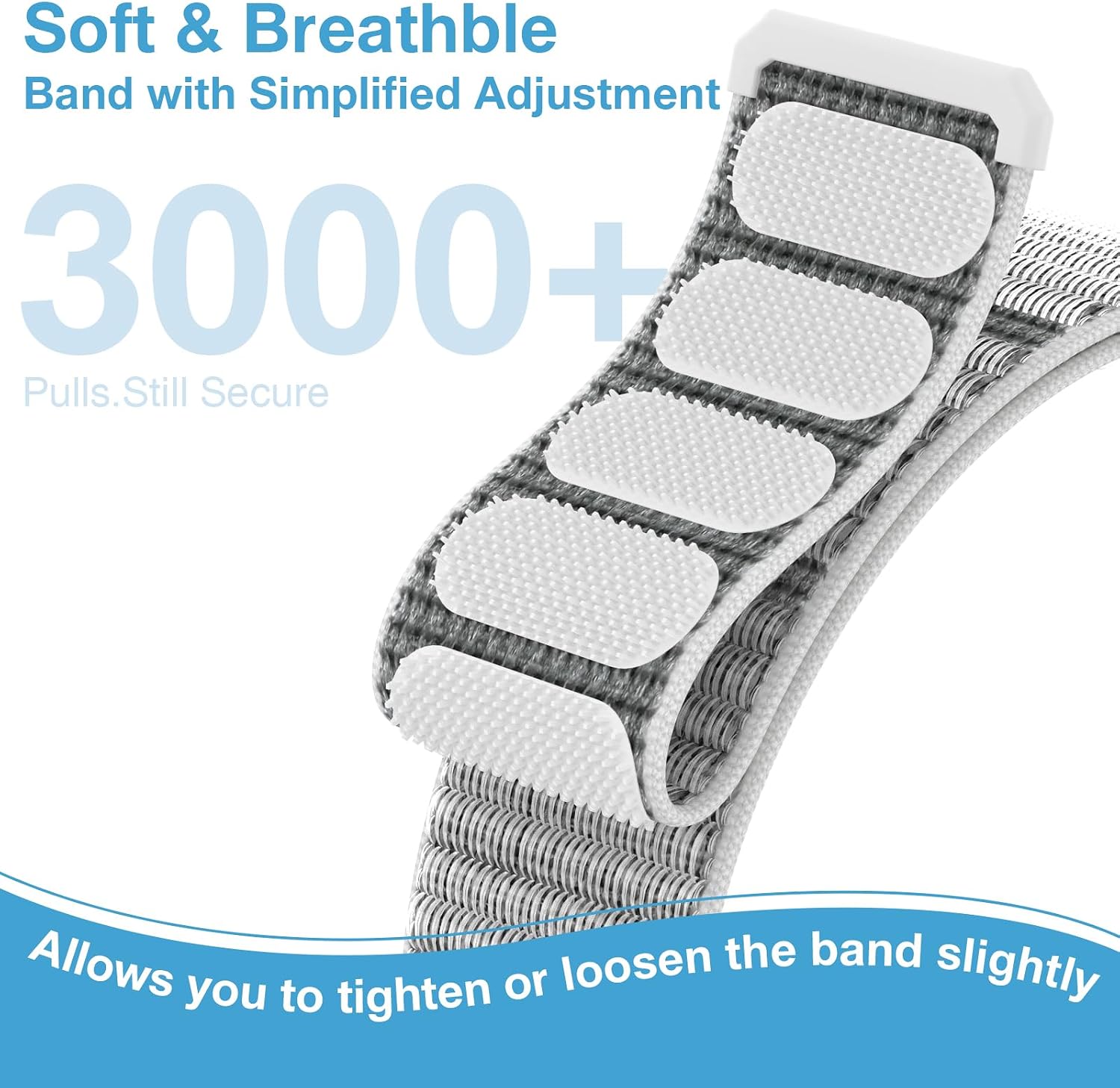 Detalle de JNN Nylon Sport Loop Apple Watch Band, Seashell, Washable Recycled Nylon