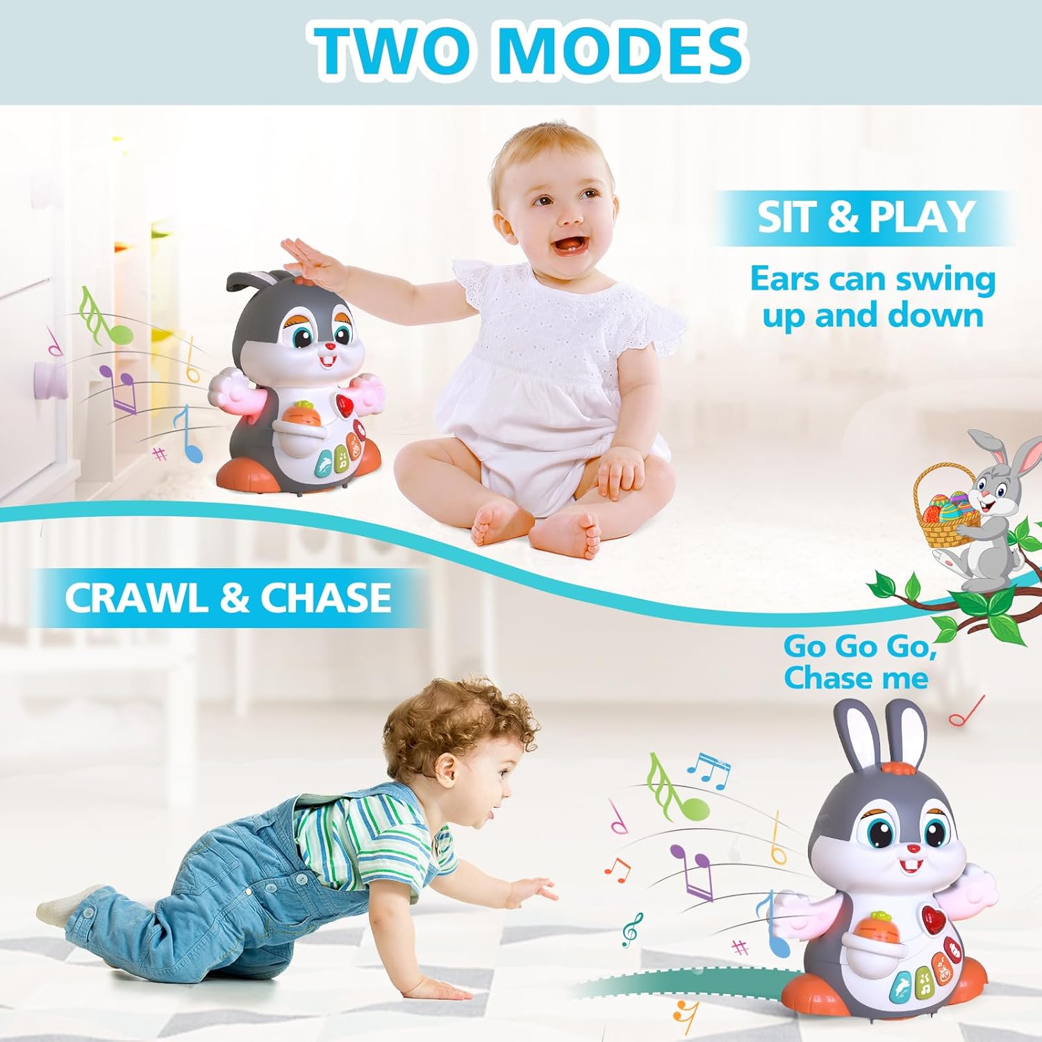 Thumbnail 2 de MOONTOY Conejito interactivo para gatear 6–12 meses