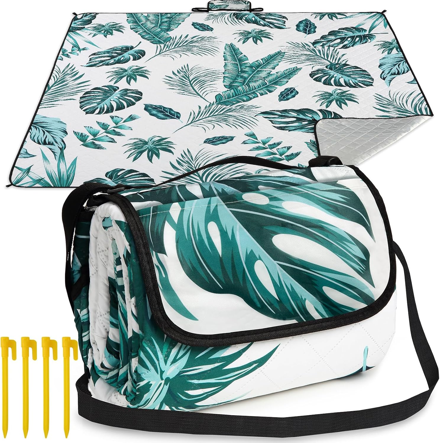 Aptliton Picnic Blanket 200 x 200 cm – Large Waterproof Mat with Carry Strap