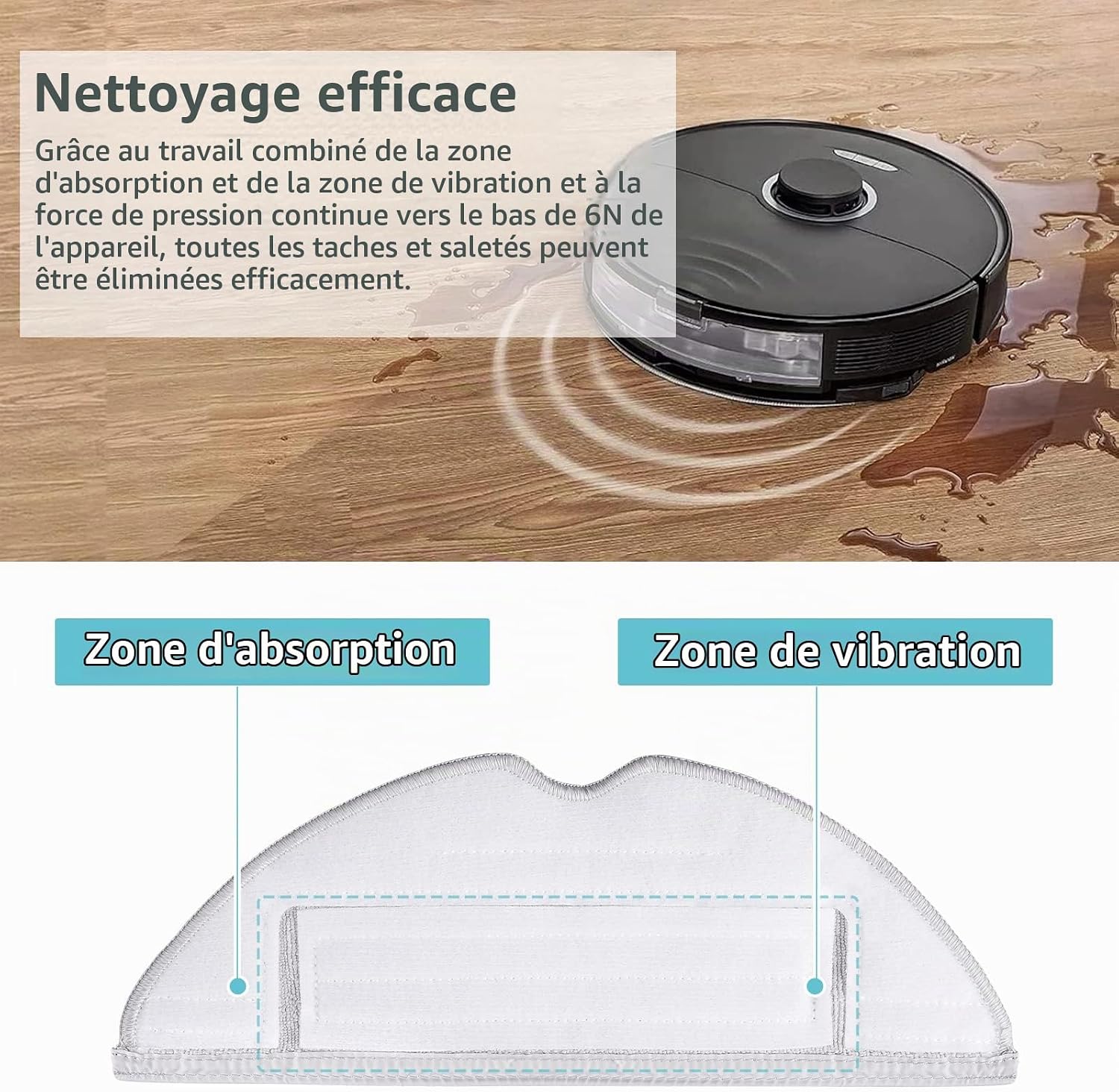 Detalle de Alloytool S8 Cleaning Cloths, set van 8 microvezeldoeken met zilverionen voor Roborock S7/S8