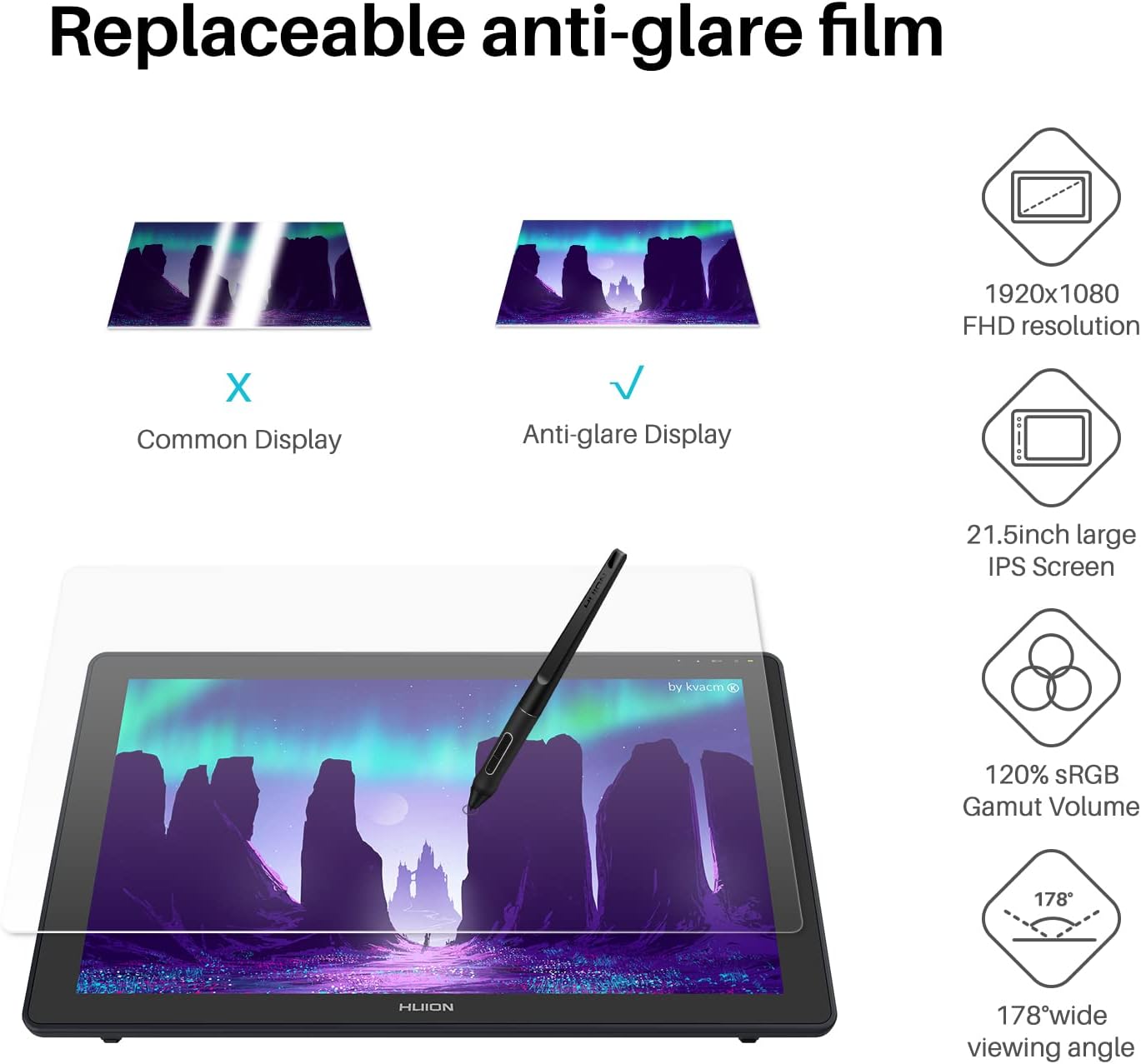 Detalle 2 de HUION KAMVAS 22 21.5 inch Pen Display