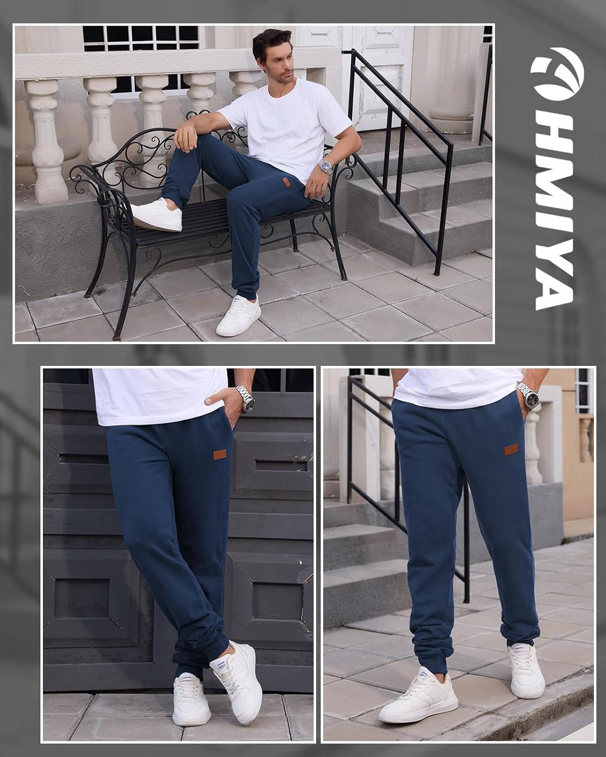 Detalle de HMIYA Jogginghose Herren Baumwolle Trainingshose – klassische Sweathose mit Taschen