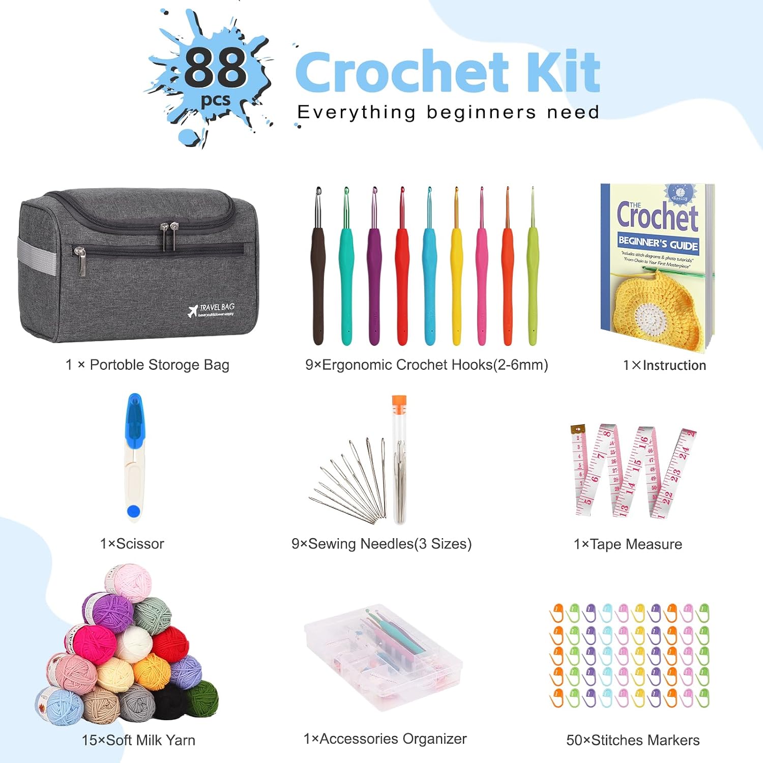 Thumbnail 1 de Reessy Crochet Kit 88 PCS for Beginners