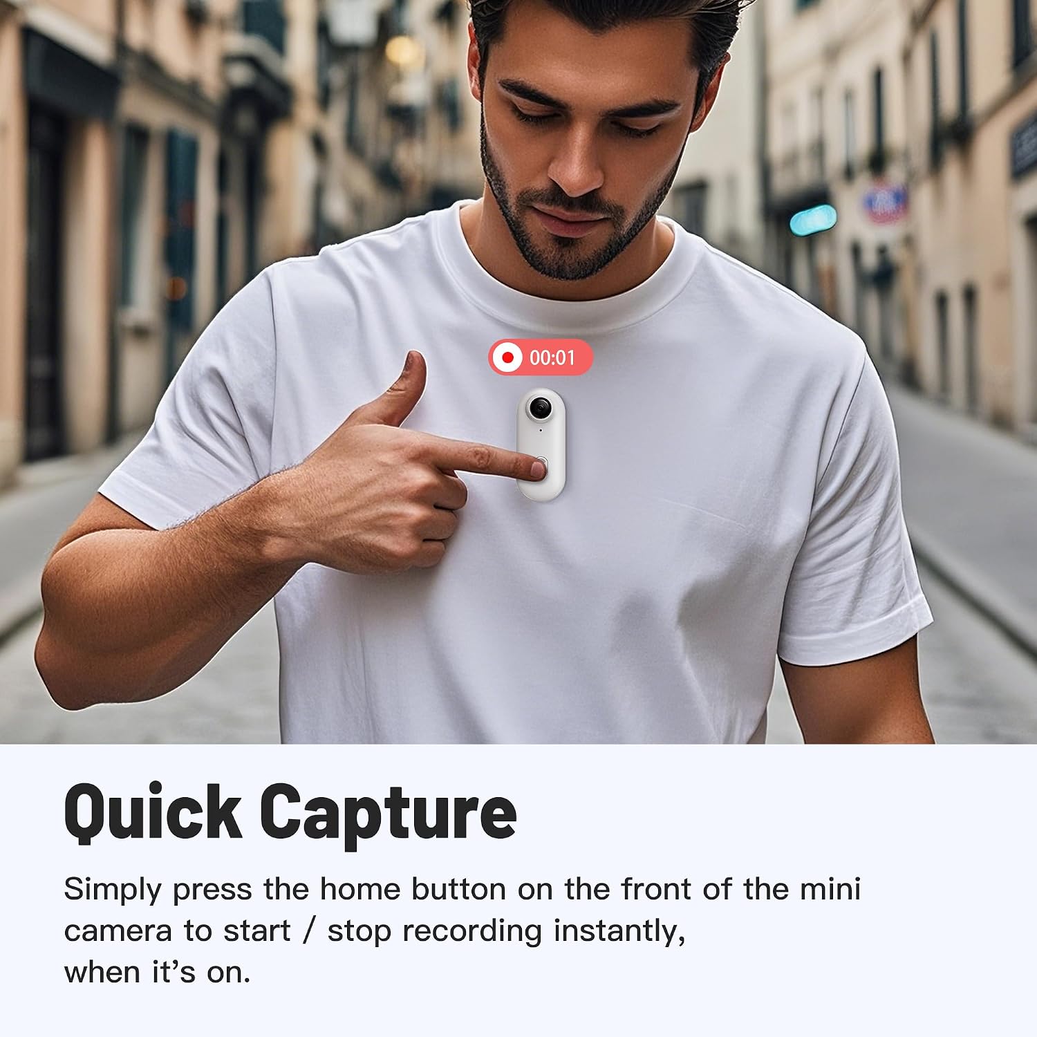 Detalle de Meoilkolnm Mini Body Camera (Thumb Size) with 128GB, Wearable Hands-Free Action Cam (White)