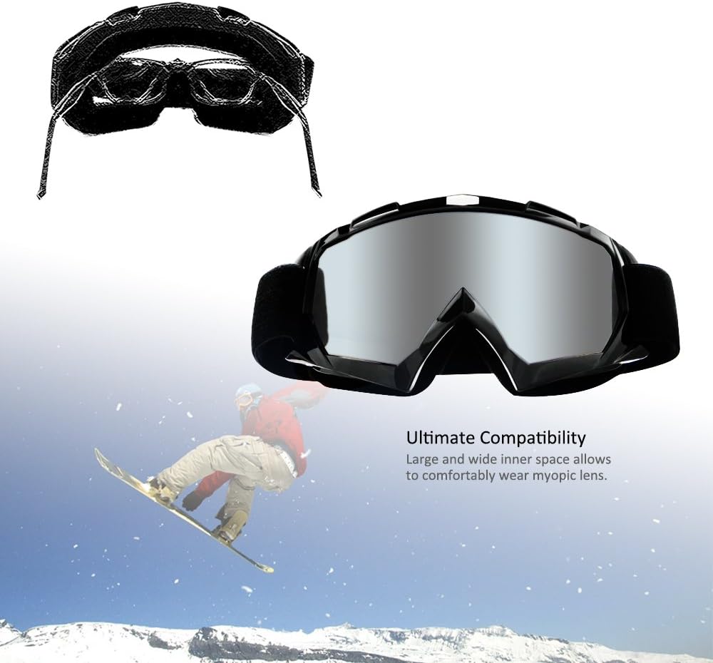 Detalle 2 de 4-FQ Motorcycle Dirt Bike Goggles with UV Protection, Anti-Fog & Anti-Scratch Lens (Sliver Lens)