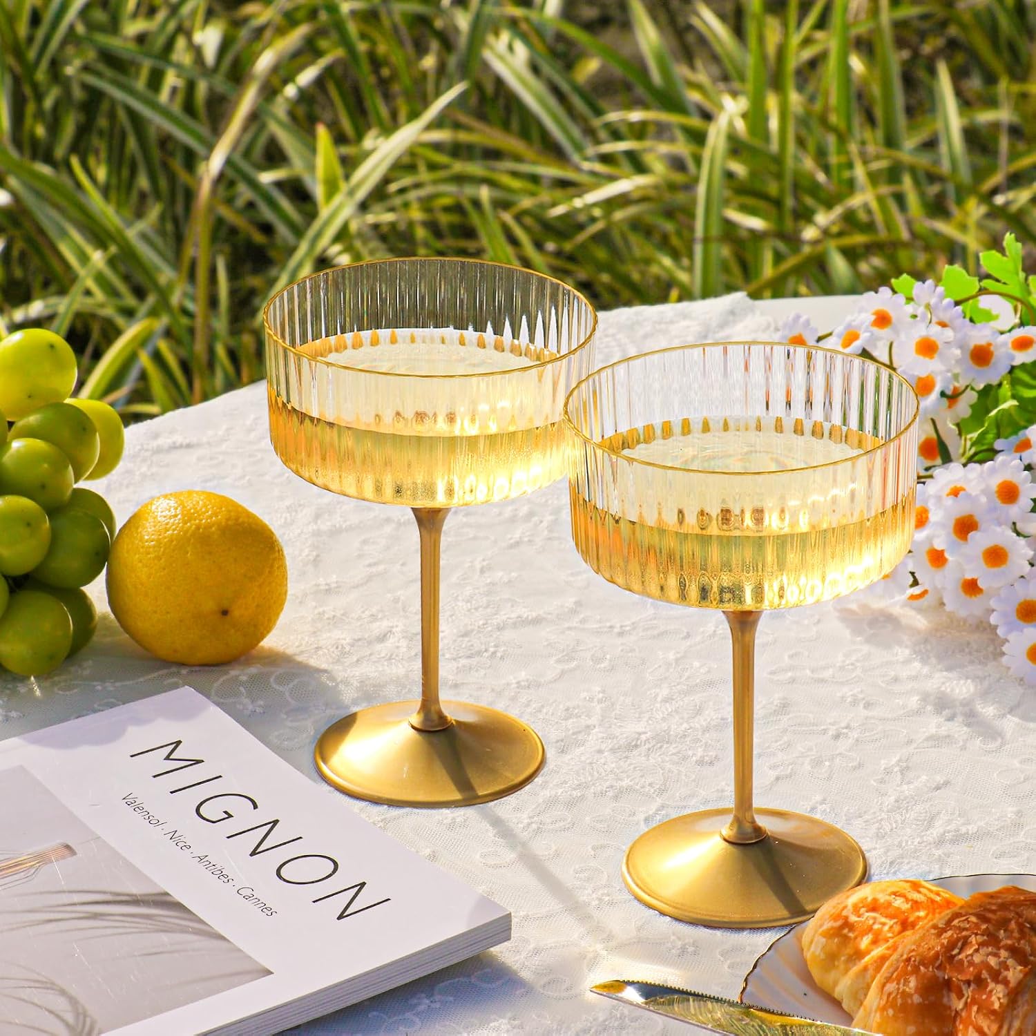 Detalle de HKSZEH Ribbed Coupe Glasses 10 oz