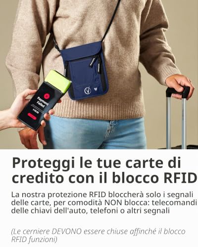 Thumbnail 2 de Vantamo Porta passaporto sottile con protezione RFID – Portafoglio da viaggio a collo