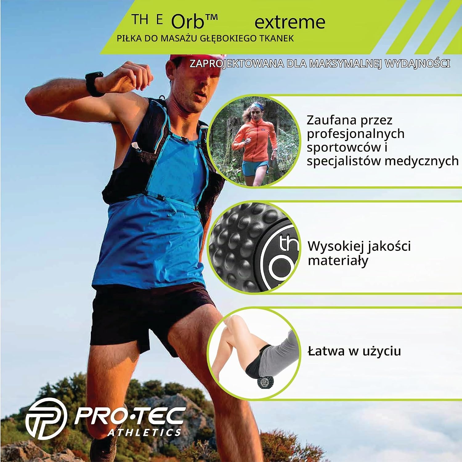 Detalle 2 de Pro-Tec Athletics ORB – piłka do masażu 12 cm z rolką wielokierunkową