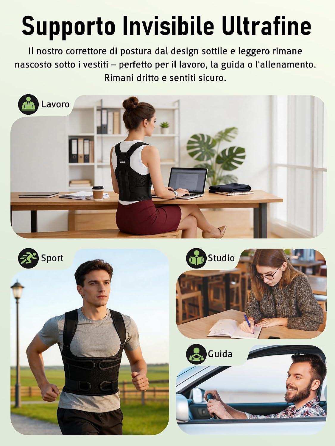 Thumbnail 6 de jinpinz Fascia Posturale Spalle Schiena Uomo | Busto Correttore Posturale con Fascia Lombare e Struttura in Fibra di Carbonio