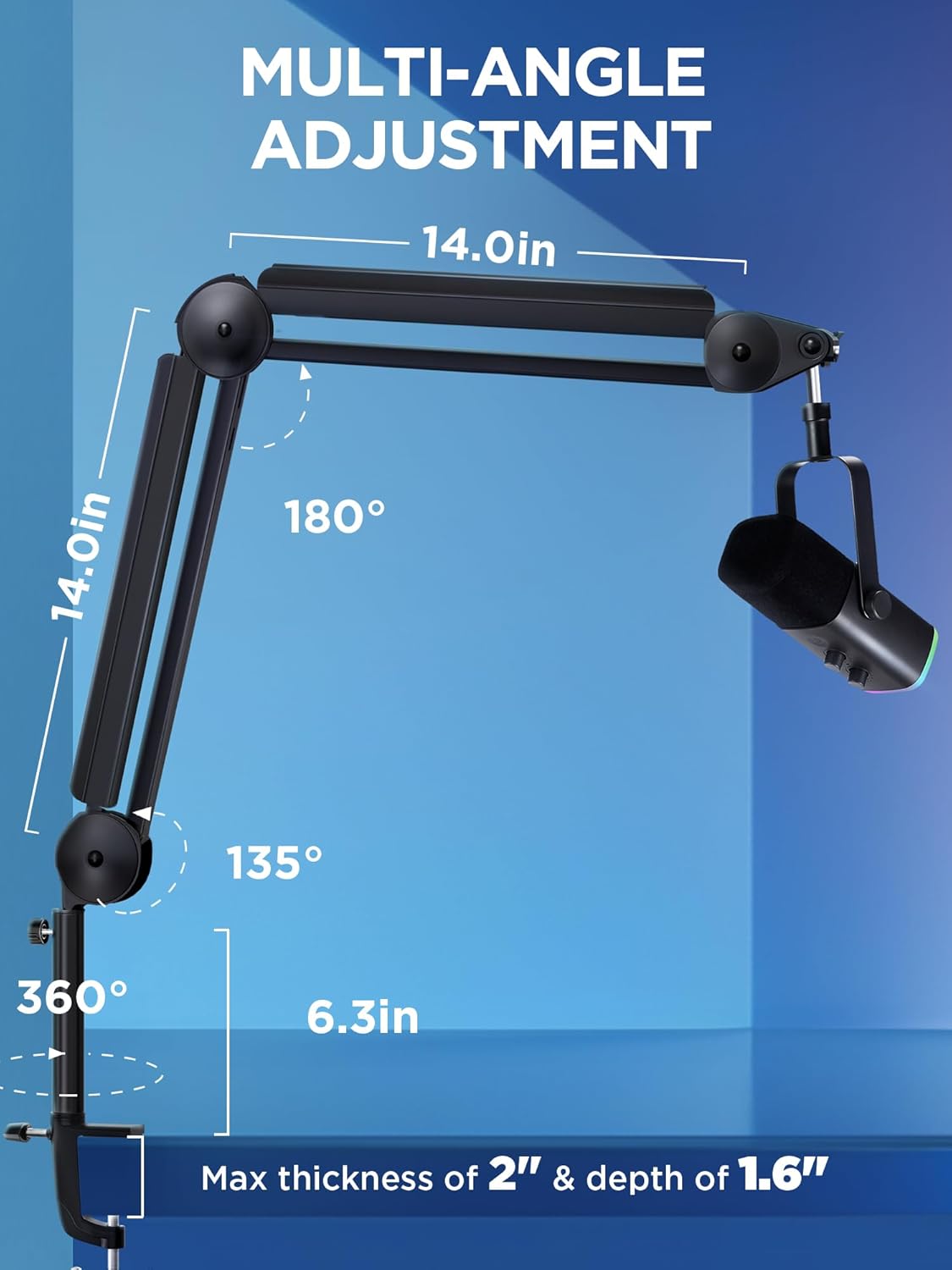 Thumbnail 6 de InnoGear Mic Boom Arm Microphone Stand with Cable Management Channels