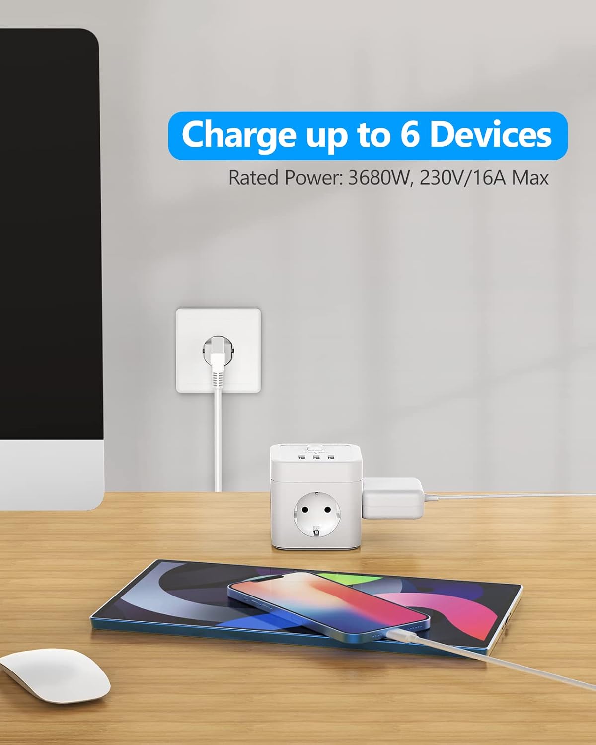 Thumbnail 6 de JSVER Multiprise Cube 3 prises 3680W