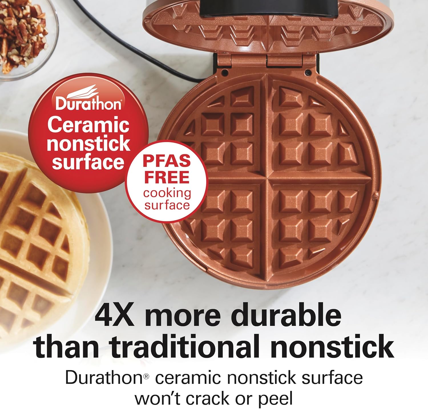 Thumbnail 3 de Hamilton Beach 26081 Belgian Waffle Maker with PFAS-Free Ceramic-Coated Grids