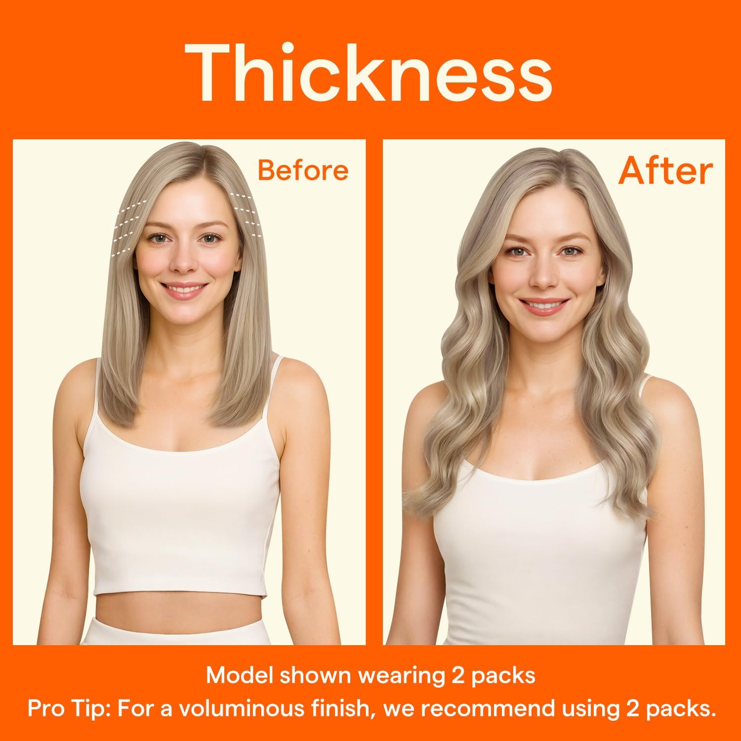 Detalle de Full Shine Seamless Clip-In Hair Extensions: 4-Piece, 20-Inch, Ash Blonde Highlights